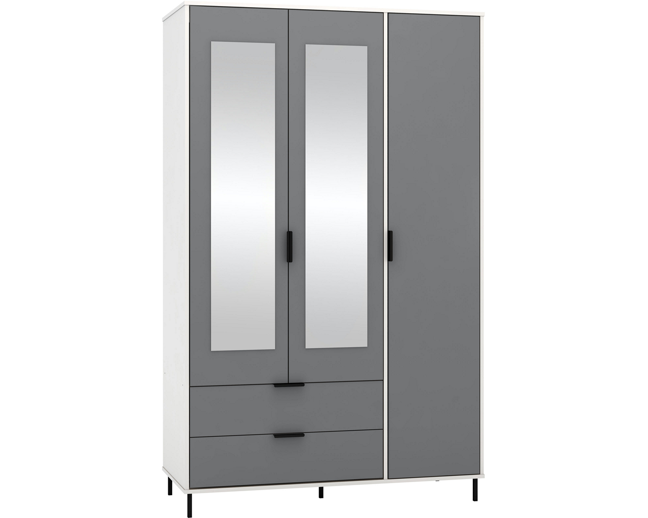 Madrid Bedroom Range 3 Door 2 Drawer Mirrored Wardrobe Levines