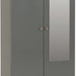 Denver 2 Door 1 Drawer Mirrored Wardrobe - Grey Gloss