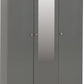 Denver 3 Door 2 Drawer Mirrored Wardrobe - Grey Gloss