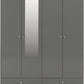 Denver 4 Door 2 Drawer Mirrored Wardrobe - Grey Gloss