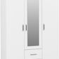 Dakota 3 Door 2 Drawer Mirrored Wardrobe - White
