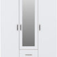 Dakota 3 Door 2 Drawer Mirrored Wardrobe - White