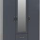 Dakota 3 Door 2 Drawer Mirrored Wardrobe - Dark Grey