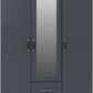 Dakota 3 Door 2 Drawer Mirrored Wardrobe - Dark Grey