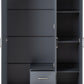 Dakota 3 Door 2 Drawer Mirrored Wardrobe - Dark Grey