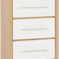 Seville 5 Drawer Narrow Chest - White Gloss/Light Oak Effect Veneer