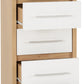 Seville 5 Drawer Narrow Chest - White Gloss/Light Oak Effect Veneer