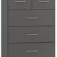 Nevada 3+2 Drawer Chest - 3D Effect Grey