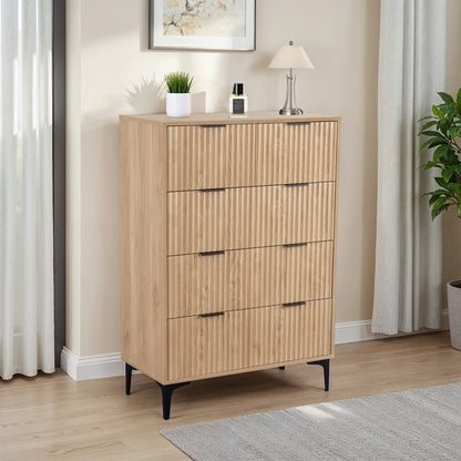 Miami 3+2 Drawer Chest - Oak Effect/Black