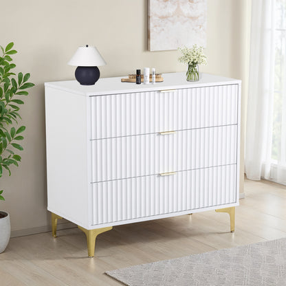 Miami 3 Drawer Chest - White/Gold