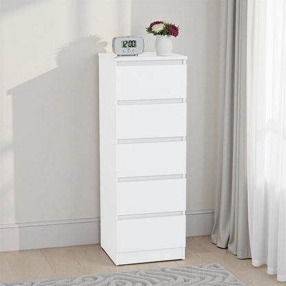 Malvern 5 Drawer Narrow Chest - White