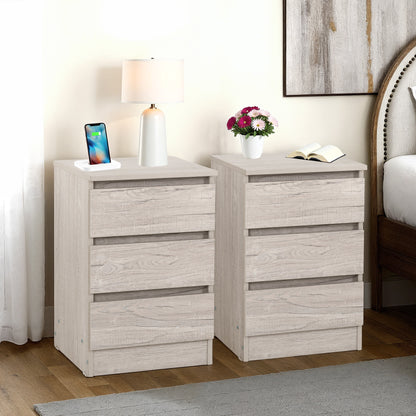 Malvern 3 Drawer Bedside (PAIR) - Urban Snow