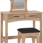 Tessa 2 Drawer Dressing Table Set - Natural Oak Effect/Black Faux Leather