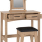 Tessa 2 Drawer Dressing Table Set - Natural Oak Effect/Black Faux Leather