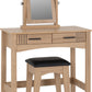 Tessa 2 Drawer Dressing Table Set - Natural Oak Effect/Black Faux Leather