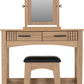 Tessa 2 Drawer Dressing Table Set - Natural Oak Effect/Black Faux Leather