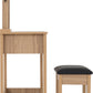 Tessa 2 Drawer Dressing Table Set - Natural Oak Effect/Black Faux Leather