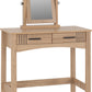Tessa 2 Drawer Dressing Table Set - Natural Oak Effect/Black Faux Leather