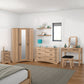 Tessa 2 Drawer Dressing Table Set - Natural Oak Effect/Black Faux Leather