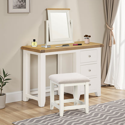 Windsor 3 Drawer Dressing Table Set - Ivory/Oak/Oat Fabric