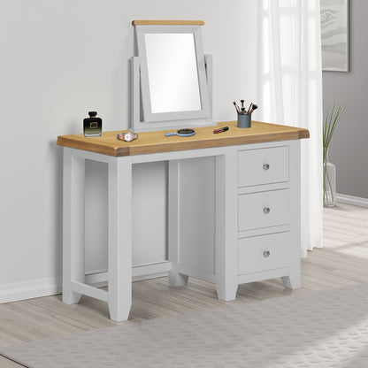 Windsor 3 Drawer Dressing Table & Mirror - Pebble Grey/Oak