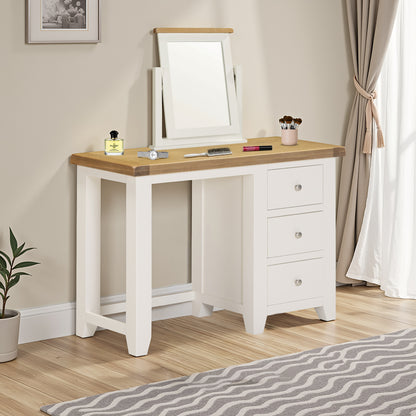 Windsor 3 Drawer Dressing Table & Mirror - Ivory/Oak