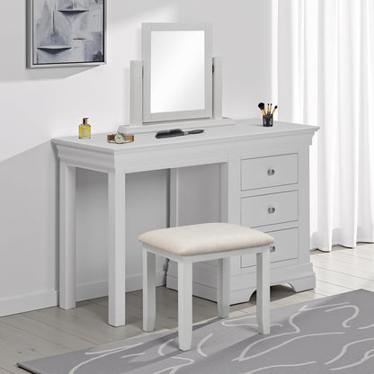 Bordeaux 3 Drawer Dressing Table Set - Pebble Grey/Oat Fabric
