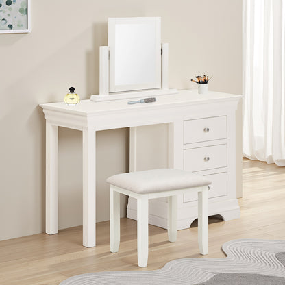 Bordeaux 3 Drawer Dressing Table Set - Ivory/Oat Fabric