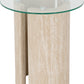 Modena Side Table - Clear Glass/Cream Marble Effect