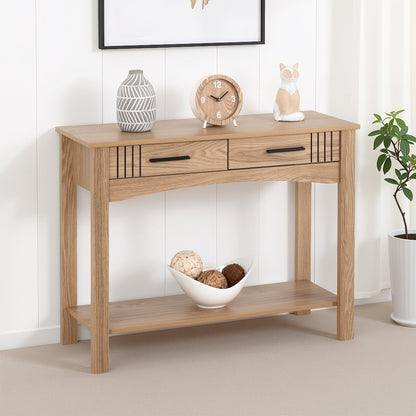 Tessa 2 Drawer Console Table - Natural Oak Effect