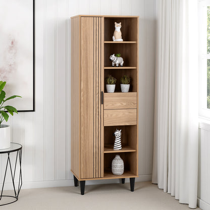 Tessa 1 Door 2 Drawer Bookcase Unit - Natural Oak Effect