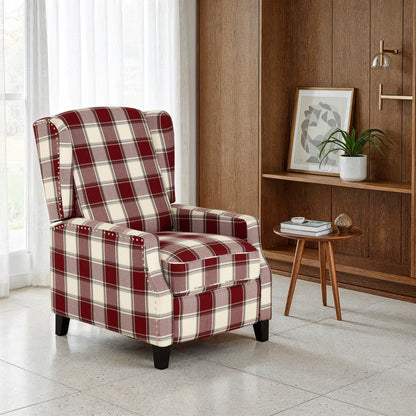 Kensington Recliner Chair - Red Tartan Fabric