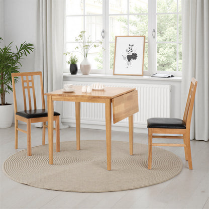 Vienna Drop Leaf Dining Set - Medium Oak Effect/Brown Faux Leather