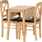 Mason Double Drop Leaf Dining Set - Oak Varnish/Brown Faux Leather