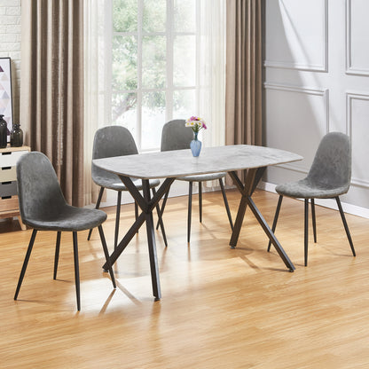 Athens Rectangular Dining Set - Concrete Effect