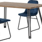 Quebec Straight Edge Dining Set with Lukas Chairs - Medium Oak Effect/Sapphire Blue Velvet