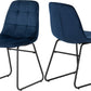Quebec Straight Edge Dining Set with Lukas Chairs - Medium Oak Effect/Sapphire Blue Velvet
