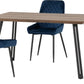 Quebec Straight Edge Dining Set with Avery Chairs - Medium Oak Effect/Sapphire Blue Velvet