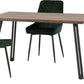 Quebec Straight Edge Dining Set with Avery Chairs - Medium Oak Effect/Emerald Green Velvet