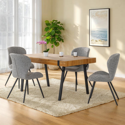 Treviso Dining Set with Quebec Chairs - Light Oak Effect/Grey Faux Leather