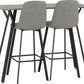 Quebec Bar Table Set - Concrete Effect/Grey Faux Leather