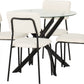 Sheldon Round Glass Top Dining Set - Clear Glass/Ivory Boucle Fabric