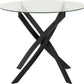 Sheldon Round Glass Top Dining Set - Clear Glass/Ivory Boucle Fabric