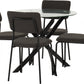 Sheldon Round Glass Top Dining Set - Clear Glass/Grey Boucle Fabric