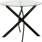 Sheldon Round Glass Top Dining Set - Clear Glass/Grey Boucle Fabric