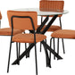 Sheldon Round Glass Top Dining Set - Clear Glass/Burnt Orange Velvet Fabric