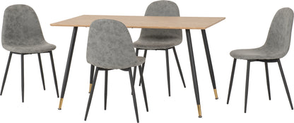 Hamilton Medium Dining Set with Athens Chairs - Medium Oak Effect/Grey Faux Leather