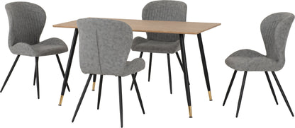 Hamilton Medium Dining Set with Quebec Chairs - Medium Oak Effect/Grey Faux Leather