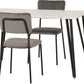 Marlow Dining Set with Sheldon Chairs - White Marble/Grey Velvet Fabric