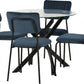 Sheldon Round Glass Top Dining Set - Clear Glass/Navy Blue Velvet Fabric